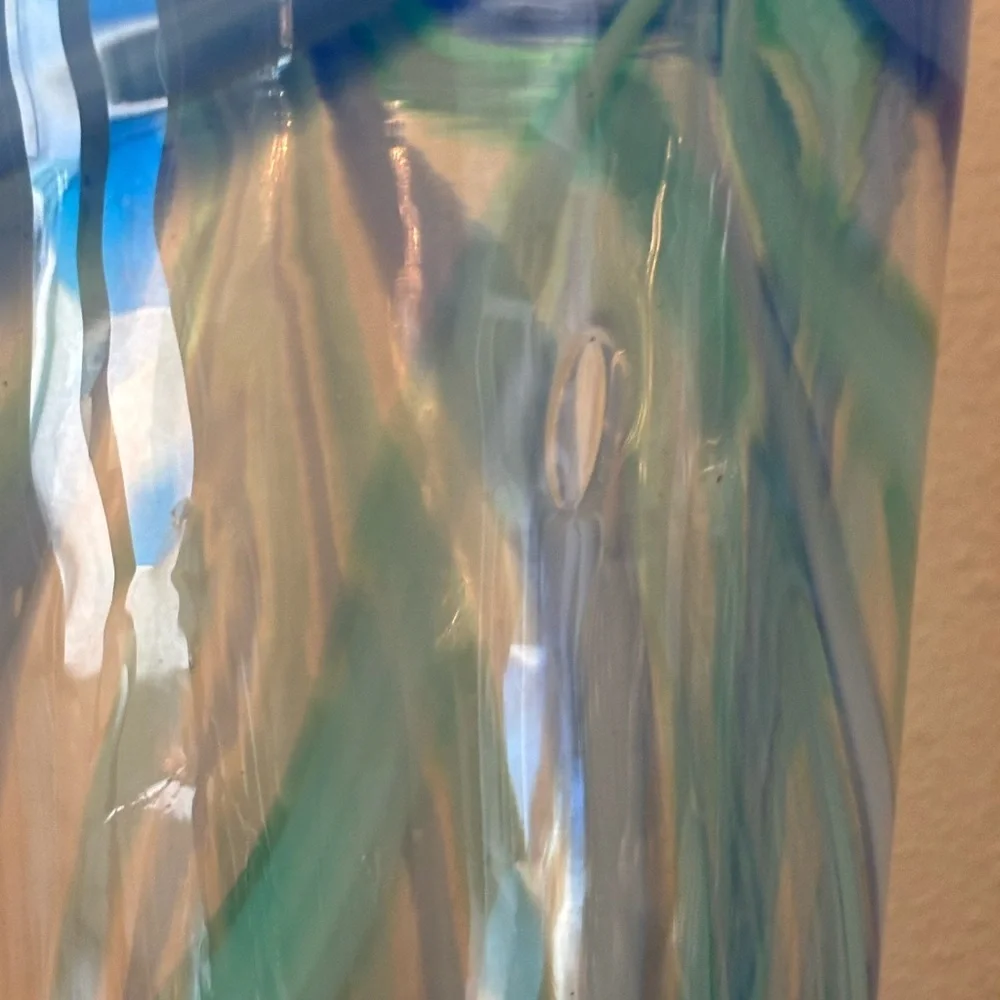 Vintage hand blown Blue and Green Swirl Glass Vase